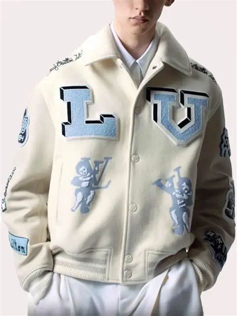 lv varsity|louis vuitton white varsity jacket.